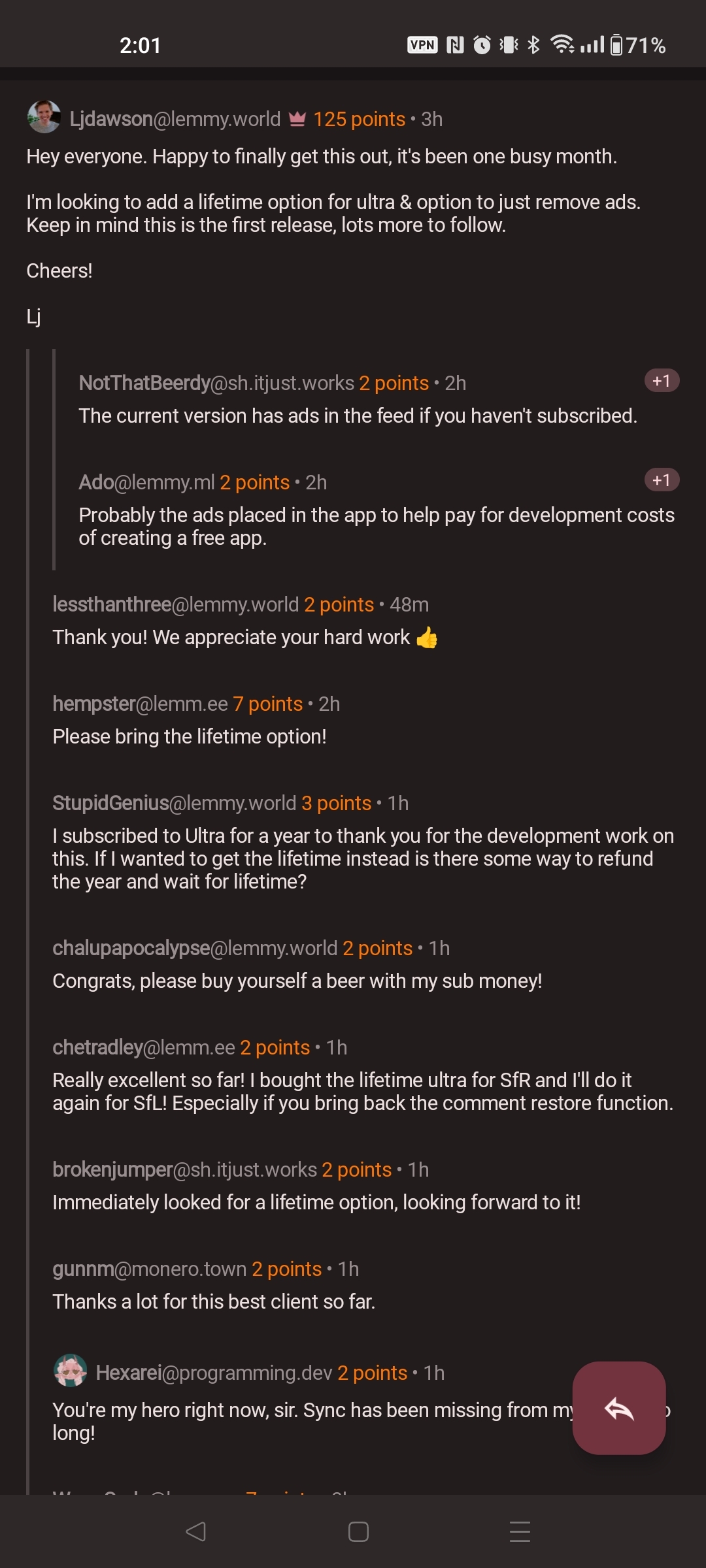 Image displaying replies at the top of a comment thread, separate from the comment they're replying to.